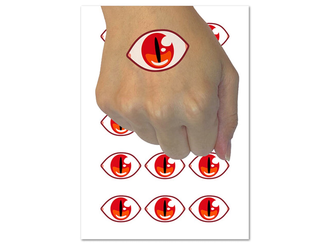 Demonic Red Monster Eye Eyeball Temporary Tattoo Water Resistant Fake Body Art Set Collection (1 Sheet)
